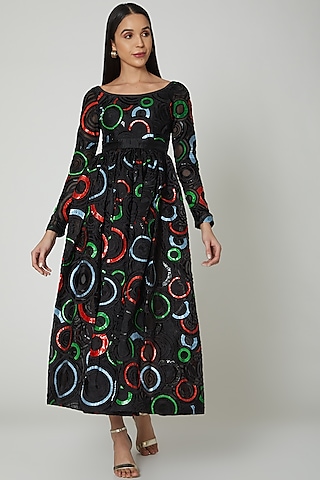 Black Embroidered Gown by Manish Arora