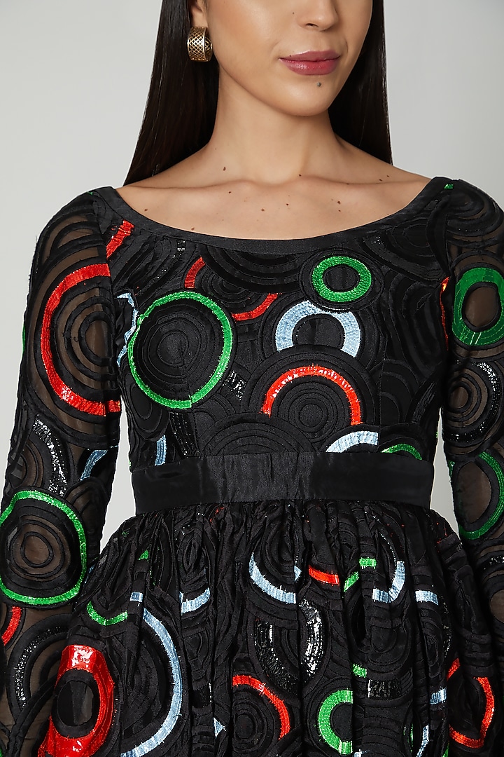 Black Embroidered Gown by Manish Arora at Pernia's Pop Up Shop