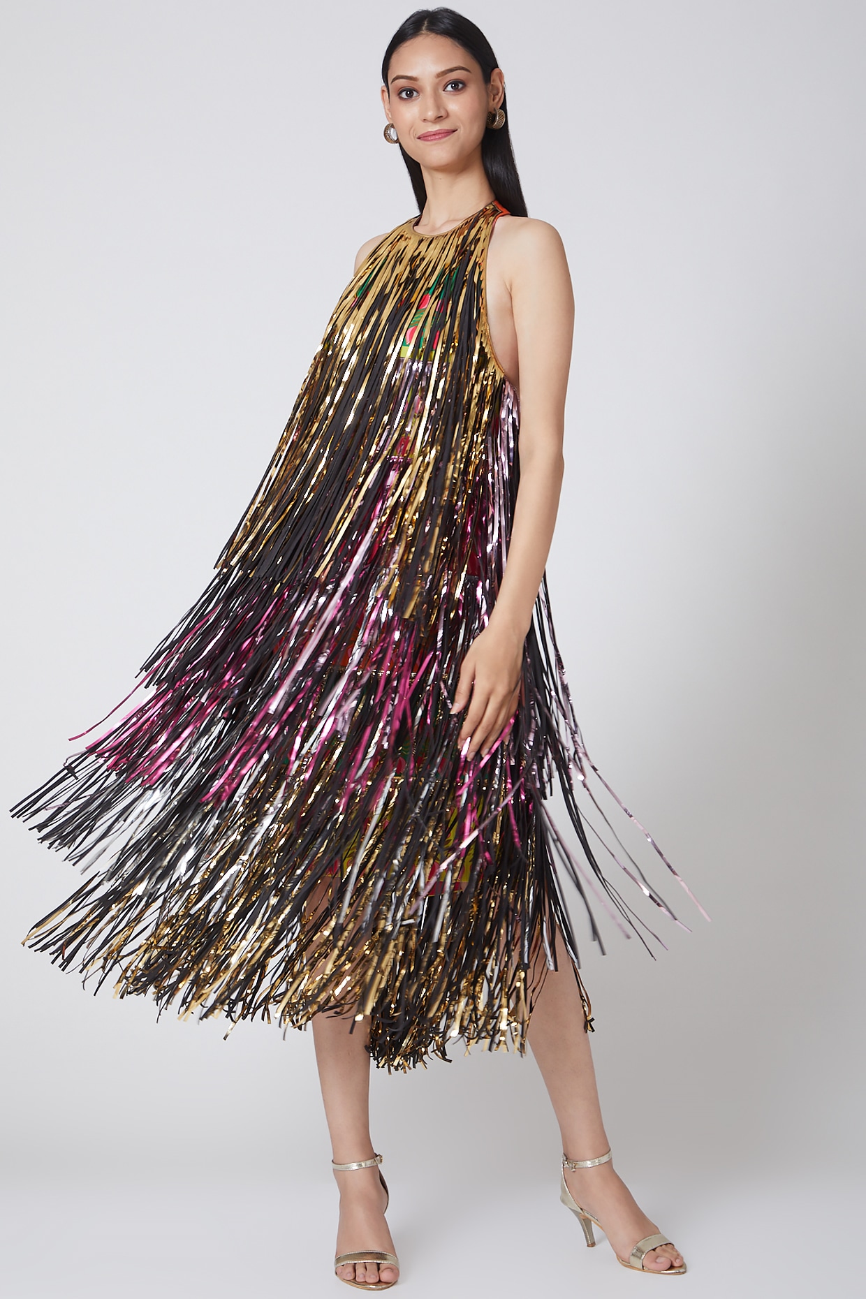 Colorful fringe dress best sale