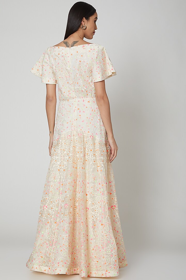 Ivory Embroidered Gown by Manish Arora at Pernia's Pop Up Shop