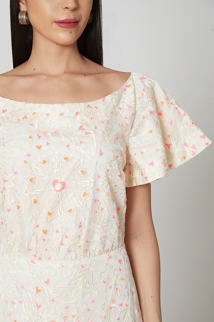 Ivory Embroidered Gown by Manish Arora at Pernia's Pop Up Shop