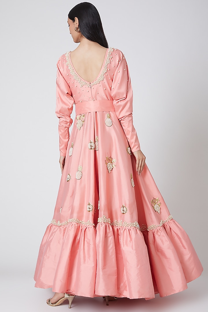 Peach Hand Embroidered Gown by Manish Arora at Pernia's Pop Up Shop