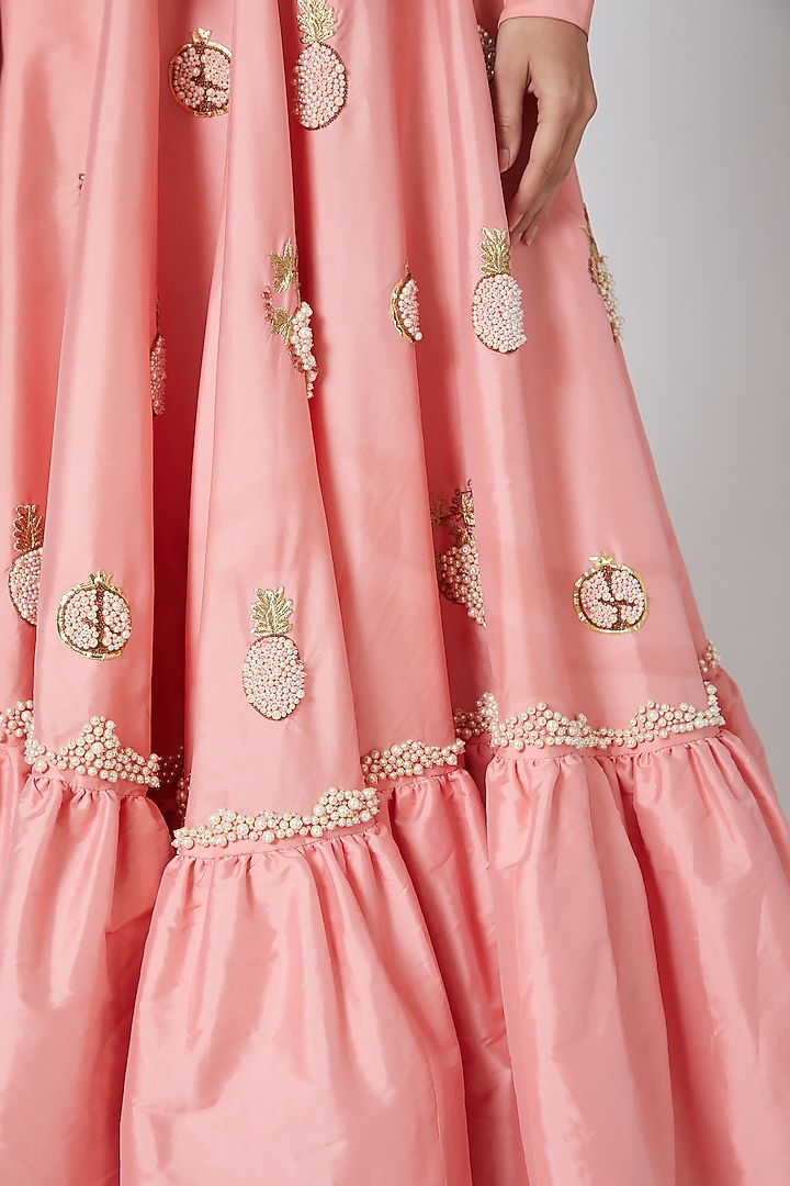 Peach Hand Embroidered Gown by Manish Arora at Pernia's Pop Up Shop