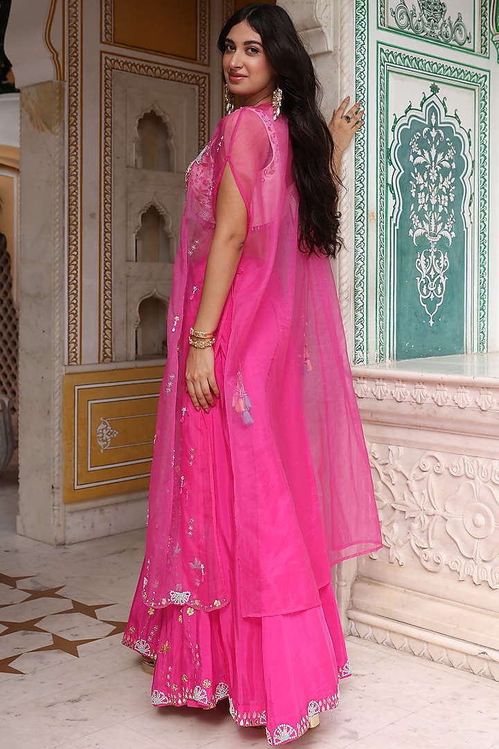 Pink Viscose Habutai Bridal Sharara Set by Studio Imbaali at Pernia's Pop Up Shop