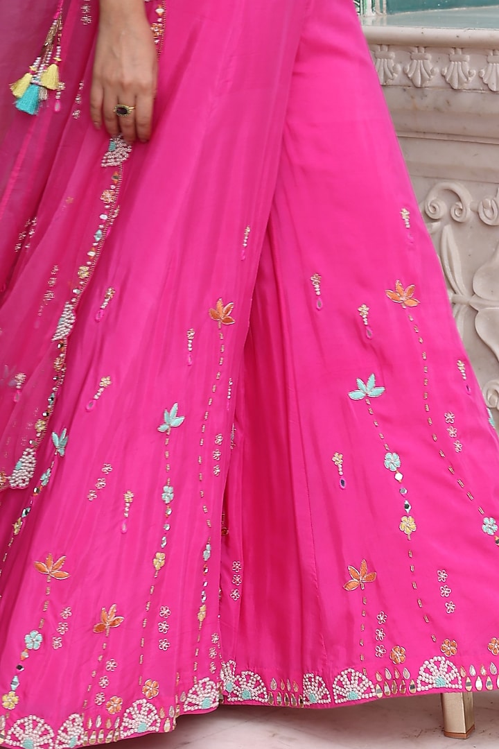 Pink Viscose Habutai Bridal Sharara Set by Studio Imbaali at Pernia's Pop Up Shop