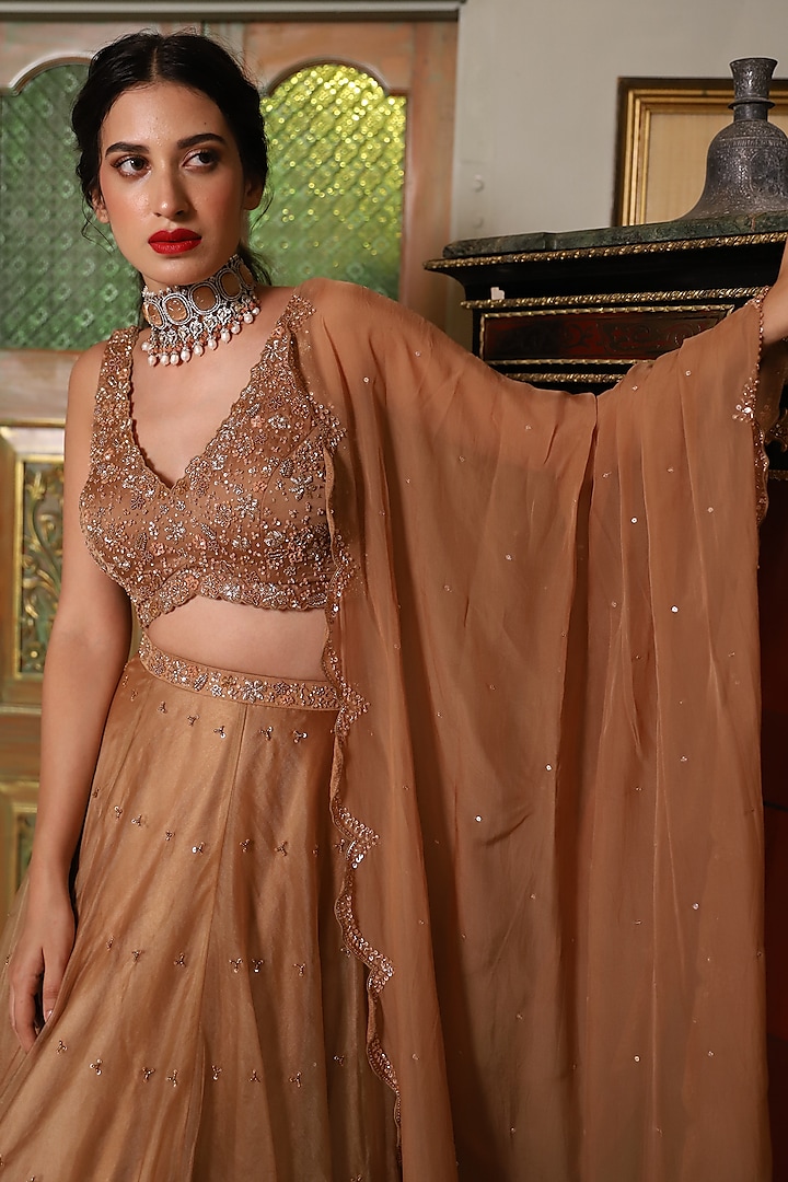Gold Organza Wedding Lehenga Set by Studio Imbaali at Pernia's Pop Up Shop
