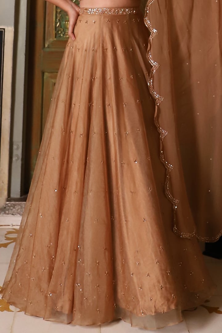 Gold Organza Wedding Lehenga Set by Studio Imbaali at Pernia's Pop Up Shop