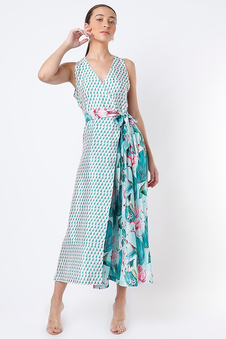 Sky Blue Printed Dress by Izzumi Mehta