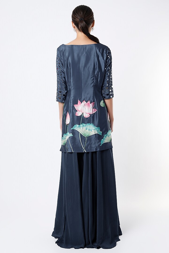 Blue Lotus Printed Kurta Set  by Izzumi Mehta at Pernia's Pop Up Shop