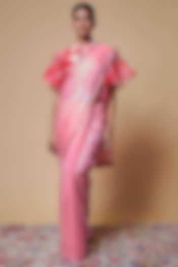 Pink Organza Pre-Stitched Saree Set by Izzumi Mehta