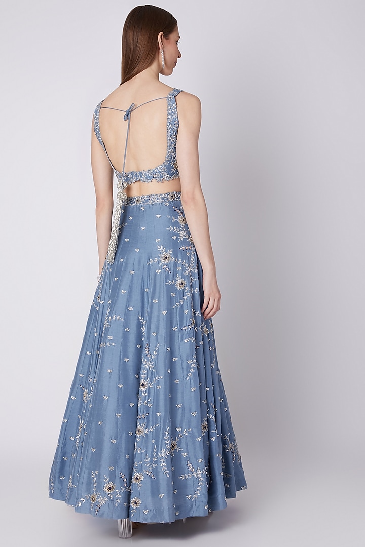 Indigo Blue Embroidered Wedding Lehenga Set by Izzumi Mehta at Pernia's Pop Up Shop