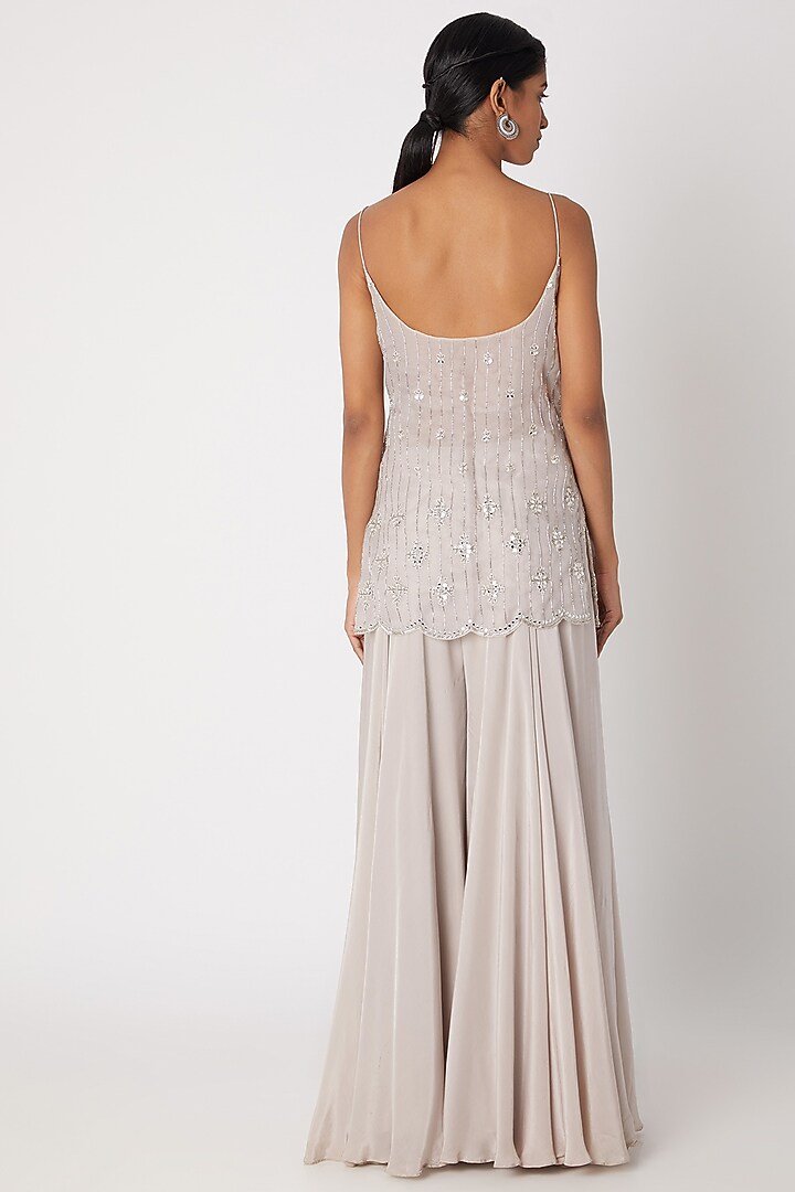 Silver Embroidered Kurta With Palazzo Pants by Izzumi Mehta at Pernia's Pop Up Shop