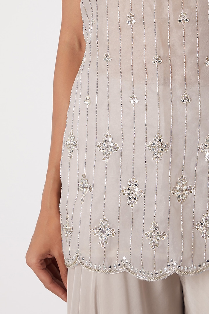 Silver Embroidered Kurta With Palazzo Pants by Izzumi Mehta at Pernia's Pop Up Shop
