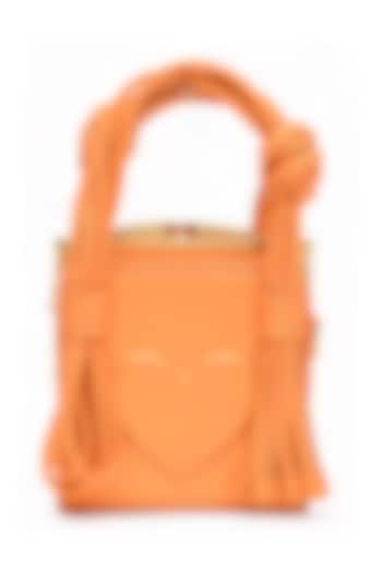 Orange Faux Leather Love Knot Cube Handbag by Immri