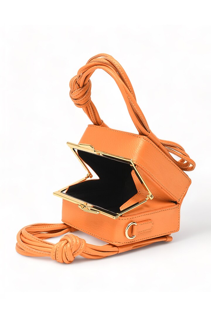 Orange Faux Leather Love Knot Cube Handbag by Immri at Pernia's Pop Up Shop