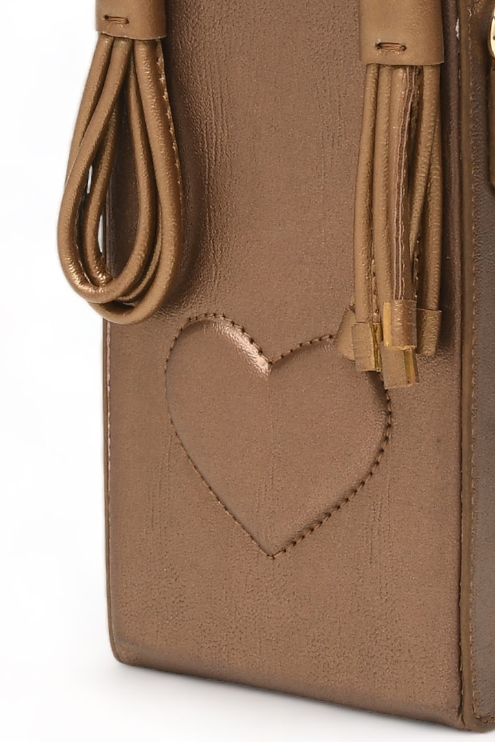 Bronze Faux Leather Love Knot Cuboid Handbag by Immri at Pernia's Pop Up Shop