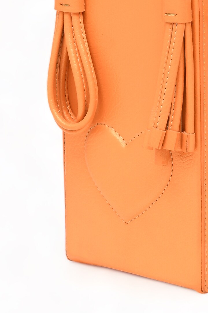 Orange Faux Leather Love Knot Cuboid Handbag by Immri at Pernia's Pop Up Shop