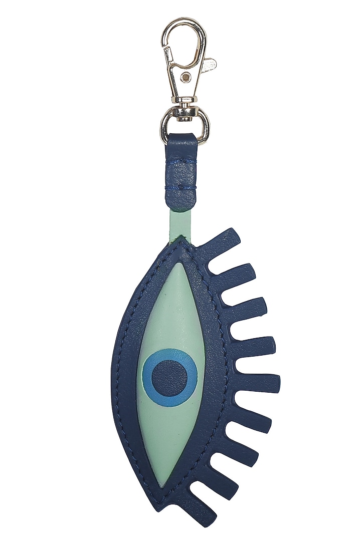 Mint Green & Blue Leather Belt With Evil Eye Charm by Immri at Pernia's Pop Up Shop