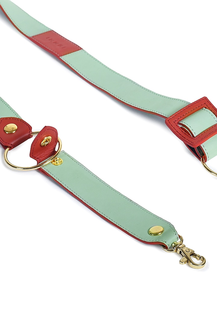 Mint Green & Blue Leather Belt With Evil Eye Charm by Immri at Pernia's Pop Up Shop