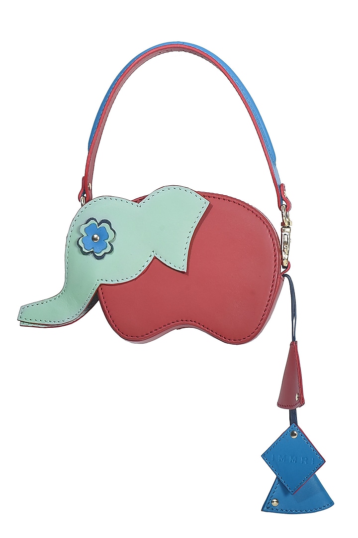 Red & Mint Green Handcrafted Hathi Mini Bag by Immri