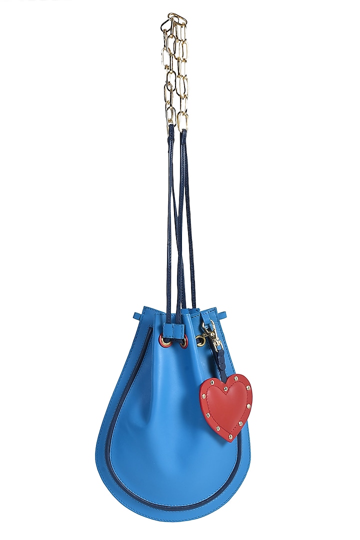 Blue Potli With Red Heart Charm by Immri