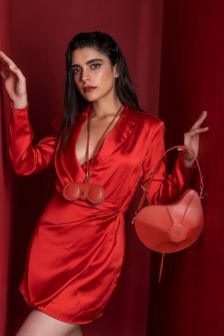 Red Leather Handbag by Immri