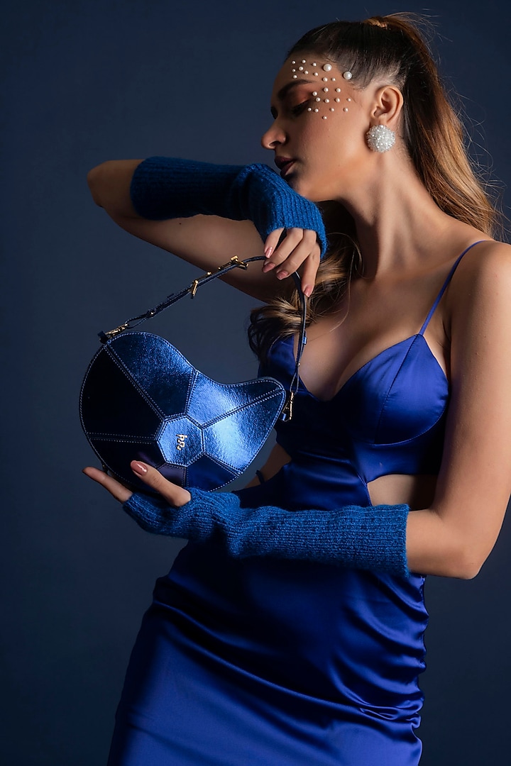 Blue Rexine Handbag by Immri