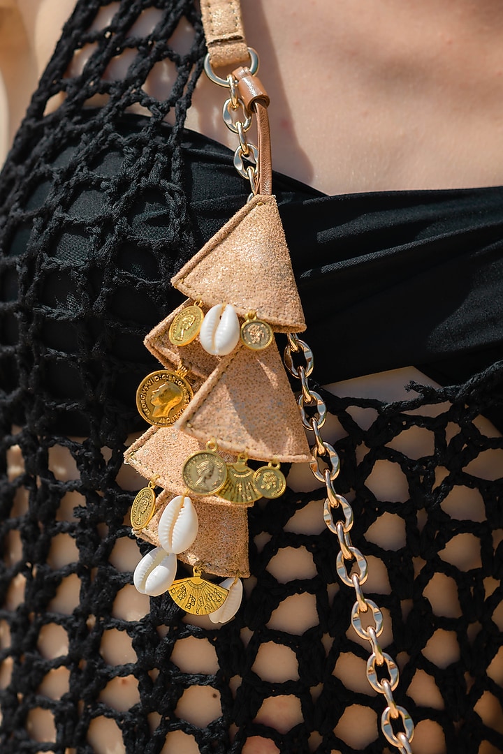 Gold Suede Embellished Personalised Boho Baguette by Immri at Pernia's Pop Up Shop