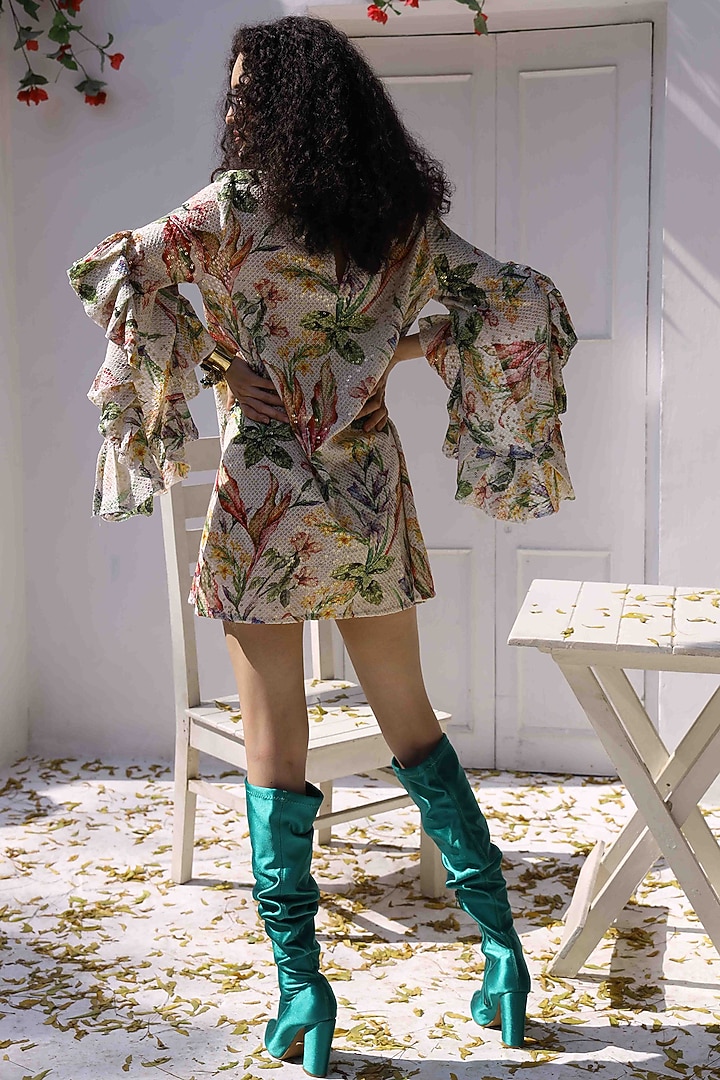 White & Green Crepe Printed Vacation Dress by I AM WORTH IT at Pernia's Pop Up Shop