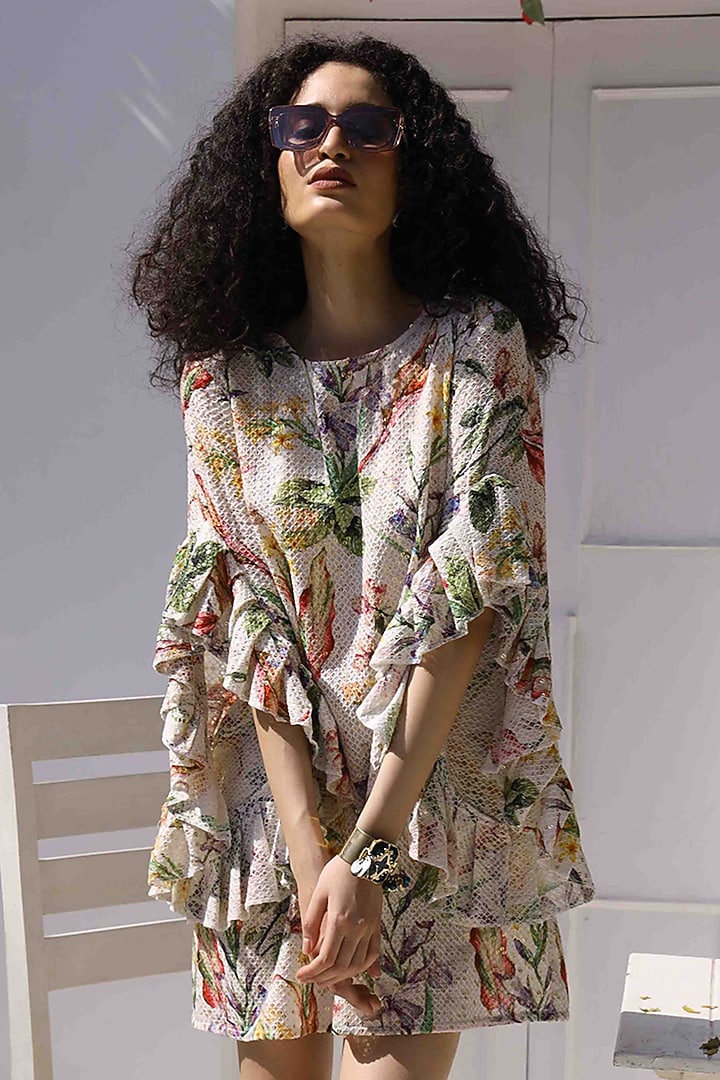 White & Green Crepe Printed Vacation Dress by I AM WORTH IT at Pernia's Pop Up Shop