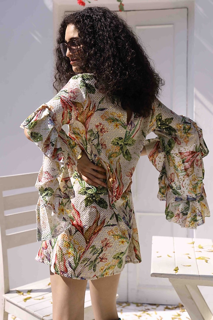 White & Green Crepe Printed Vacation Dress by I AM WORTH IT at Pernia's Pop Up Shop