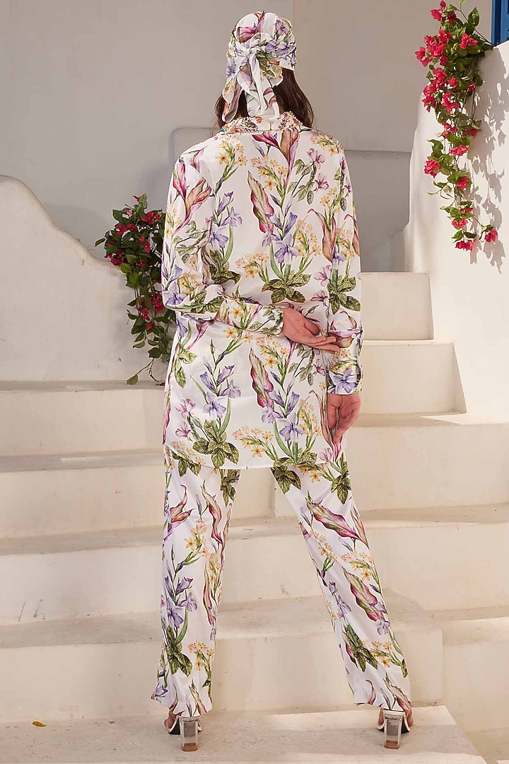 White Crepe Printed Co-Ord Set by I AM WORTH IT at Pernia's Pop Up Shop