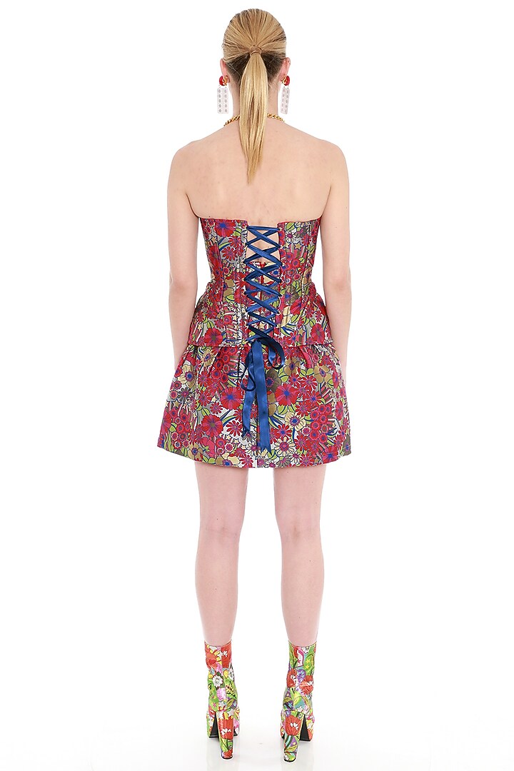 Multi Colored Printed Brocade Skirt by Manish Arora at Pernia's Pop Up Shop