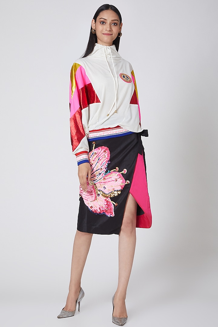 Ivory Sweatshirt With Appliques Detailing by Manish Arora