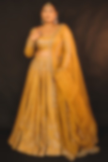 Mustard Embroidered Bridal lehenga for 22 Lehenga Set by Jigar Mali at Pernia's Pop Up Shop