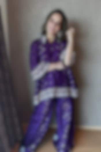 Purple Chanderi Dori Embroidered Co-Ord Set by SHRADDHA RAMBHIA at Pernia's Pop Up Shop