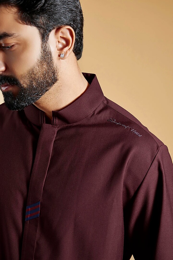 Cherry Red Rayon Suiting Blend Party Wear Shirt by S&N by Shantnu Nikhil Men at Pernia's Pop Up Shop