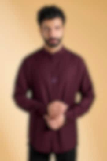 Cherry Red Rayon Suiting Blend Shirt by S&N by Shantnu Nikhil Men