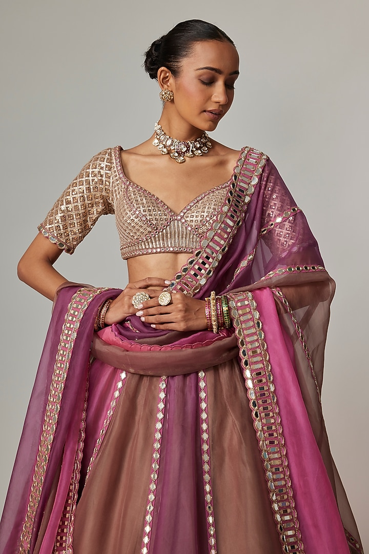 Multi-Colored Organza Gota Embroidered Wedding Lehenga Set by Vvani by Vani Vats at Pernia's Pop Up Shop