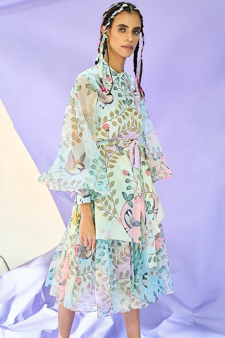 Blue Organza Skirt by Limerick By Abirr N' Nanki at Pernia's Pop Up Shop