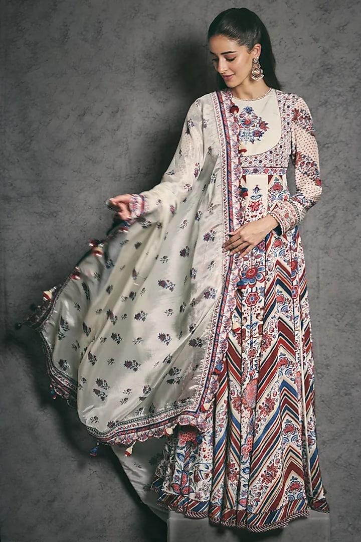 Multi-Colored Cotton Silk & Jeni Silk Digital Printed Bridal Anarkali Set by TORANI at Pernia's Pop Up Shop