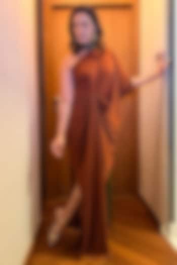 Rust Moss Crepe & Satin Gown by NA-KA at Pernia's Pop Up Shop