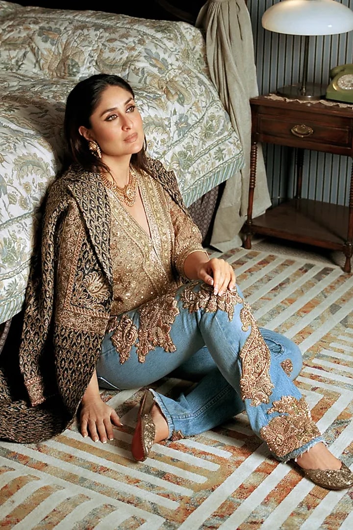 Black Mysore Dupion Jacket by Ri Ritu Kumar at Pernia's Pop Up Shop