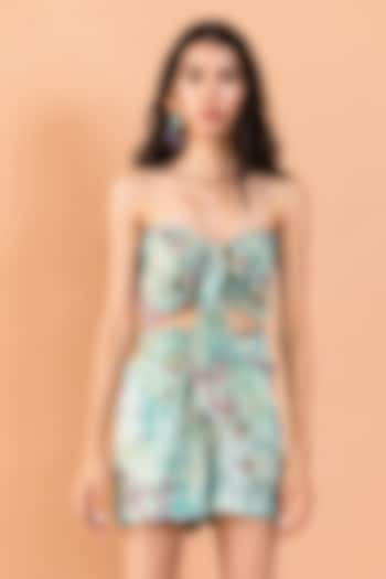 Pistachio Green Recycled Chiffon Printed Co-Ord Set by AROOP SHOP INDIA at Pernia's Pop Up Shop