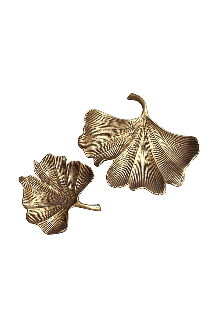 Golden Aluminium Gingko Platter by Karo at Pernia's Pop Up Shop