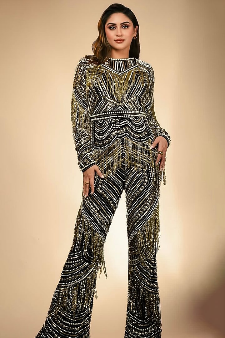 Multi-Colored Mesh Sequin Embellished Jumpsuit by BLING EMPIRE at Pernia's Pop Up Shop