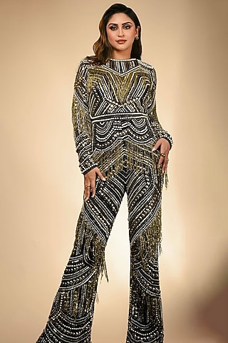 Multi-Colored Mesh Sequin Embellished Jumpsuit by BLING EMPIRE
