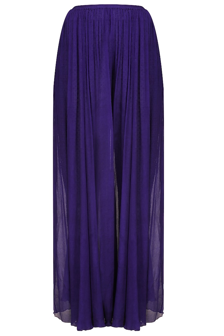 Royal blue fully embroidered peplum top with blue sharara pants available only at Pernia's Pop Up Shop.