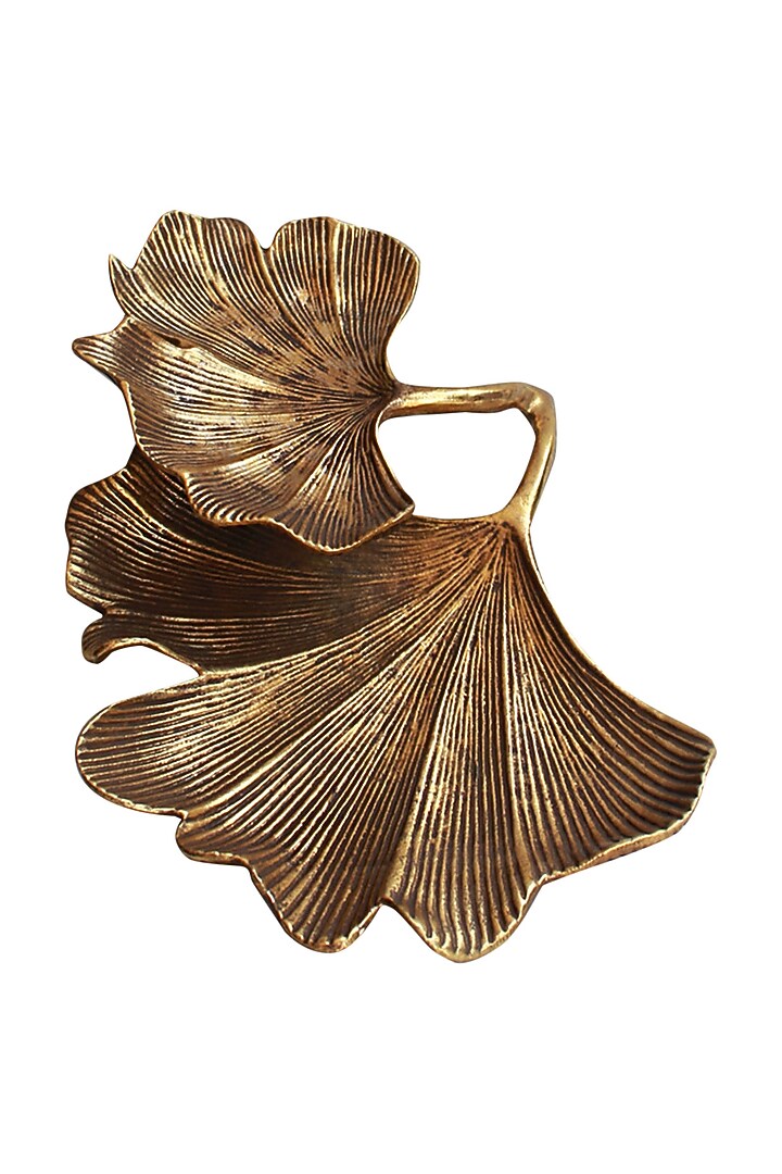 Golden Aluminium Gingko Double Leaf Platter by Karo at Pernia's Pop Up Shop