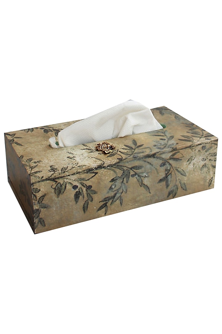 Multicolor Wooden & Brass Bee Tissue Box by Karo at Pernia's Pop Up Shop